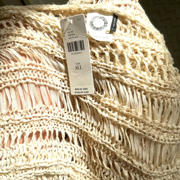 Anthropologie Akemi + Kim One Size Crochet Macrame Neutral Cardigan Wrap in Tan - Picture 10 of 13